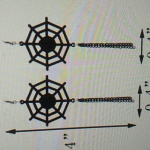 Metal Spider Web w Chain in Black Halloween Earrings